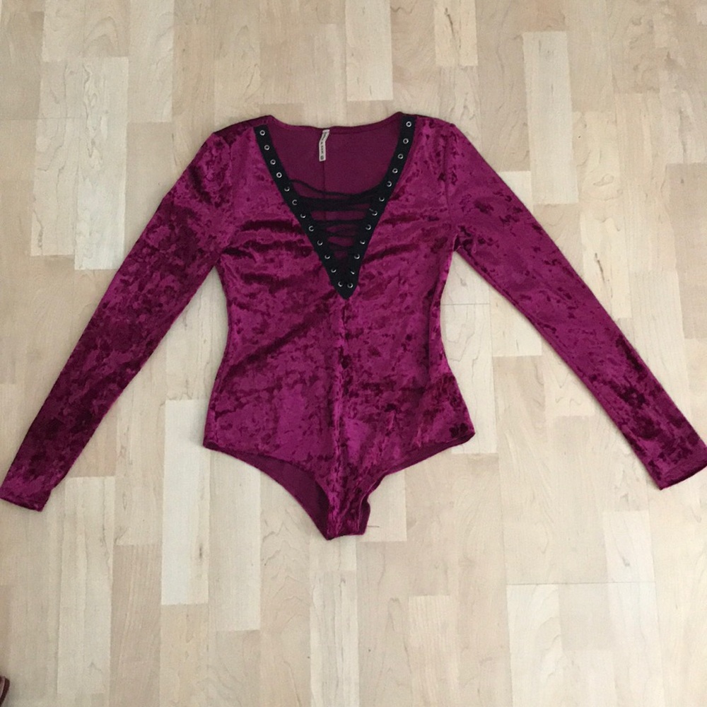 LF Velvet Lace Up Bodysuit
